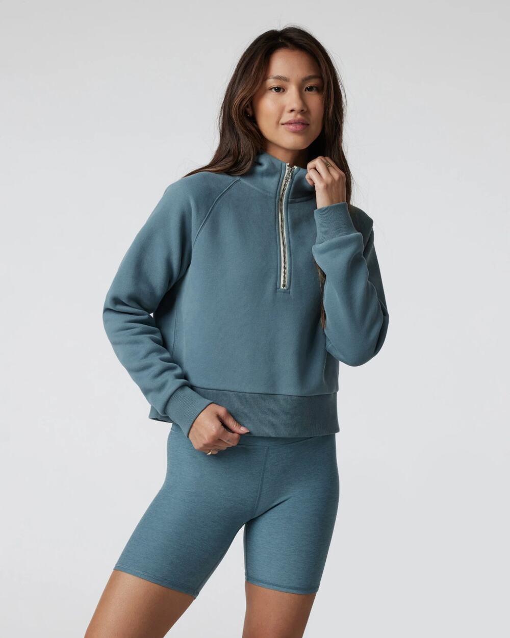 VUORI Restore Half-Zip Hoodie Smoke Blue Sz XL $139 {LL24}